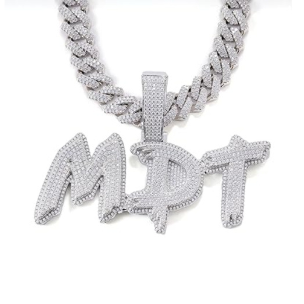 Iced Out Moissanite Custom Name Pendant