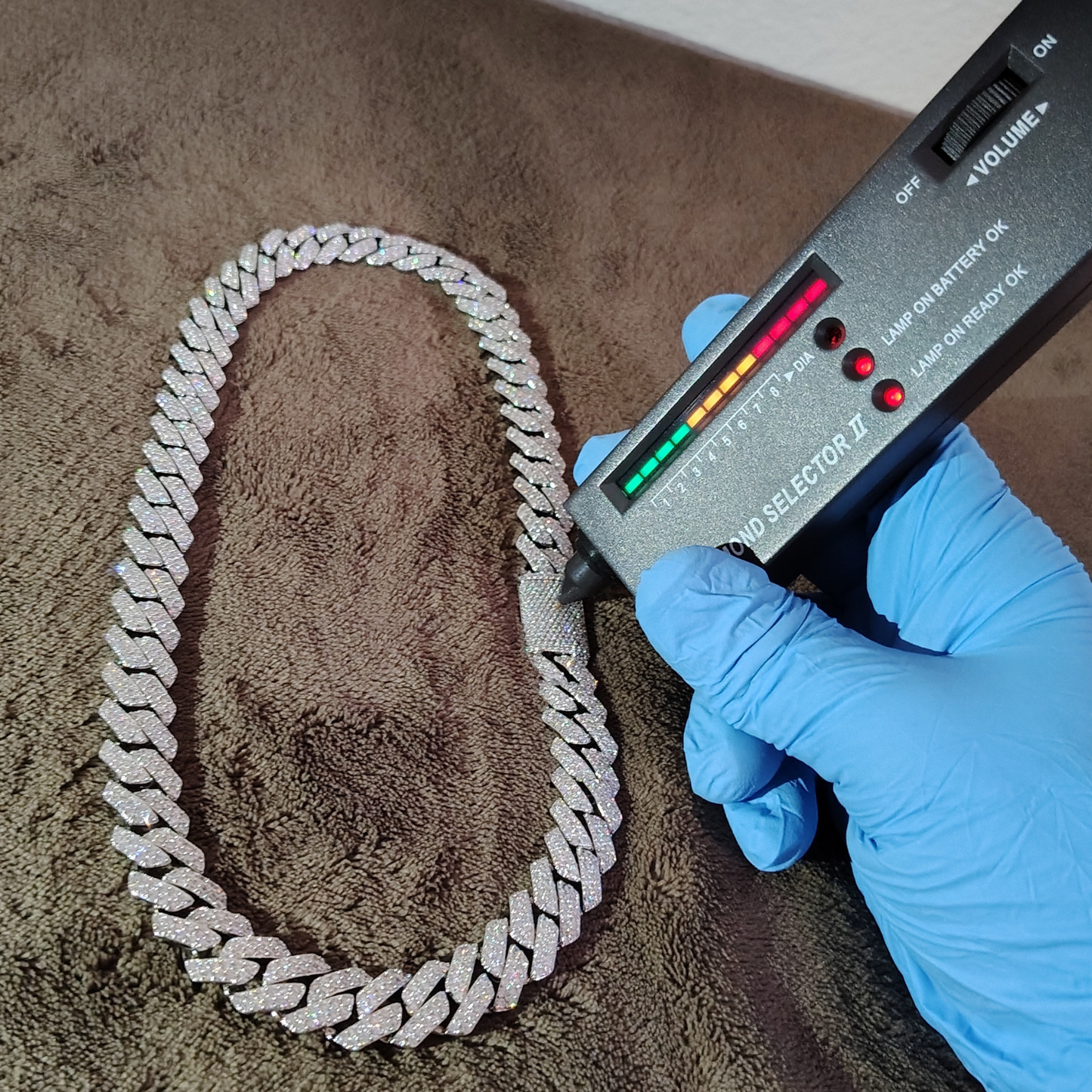 14mm Iced-Out Cuban Link Chain – VVS Moissanite | 18K White Gold | 20"